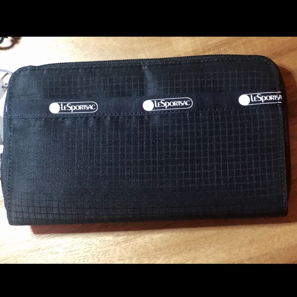 NWT: zip all women’s LeSportSac wallet: red satin floral; black #PLAID is SOLD - Picture 2 of 6